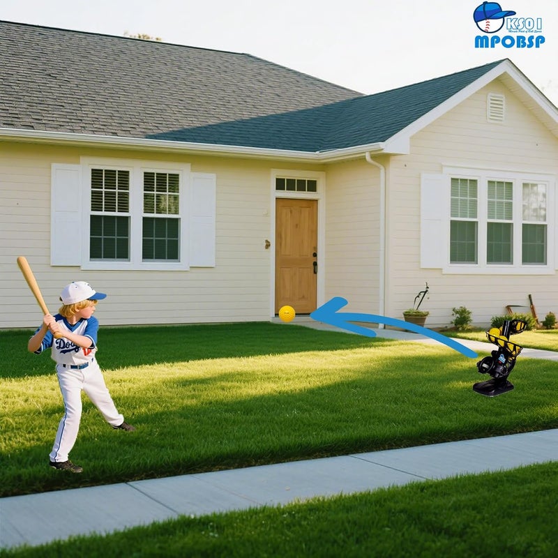 MPOBSP Upgraded Electronic Baseball Pitching Machine with Tripod/8 Balls for Youth - Adjustable Angles & Speeds,AC Powered & Battery Powered，Ideal for Beginner Batting & Fielding Training - Image 3
